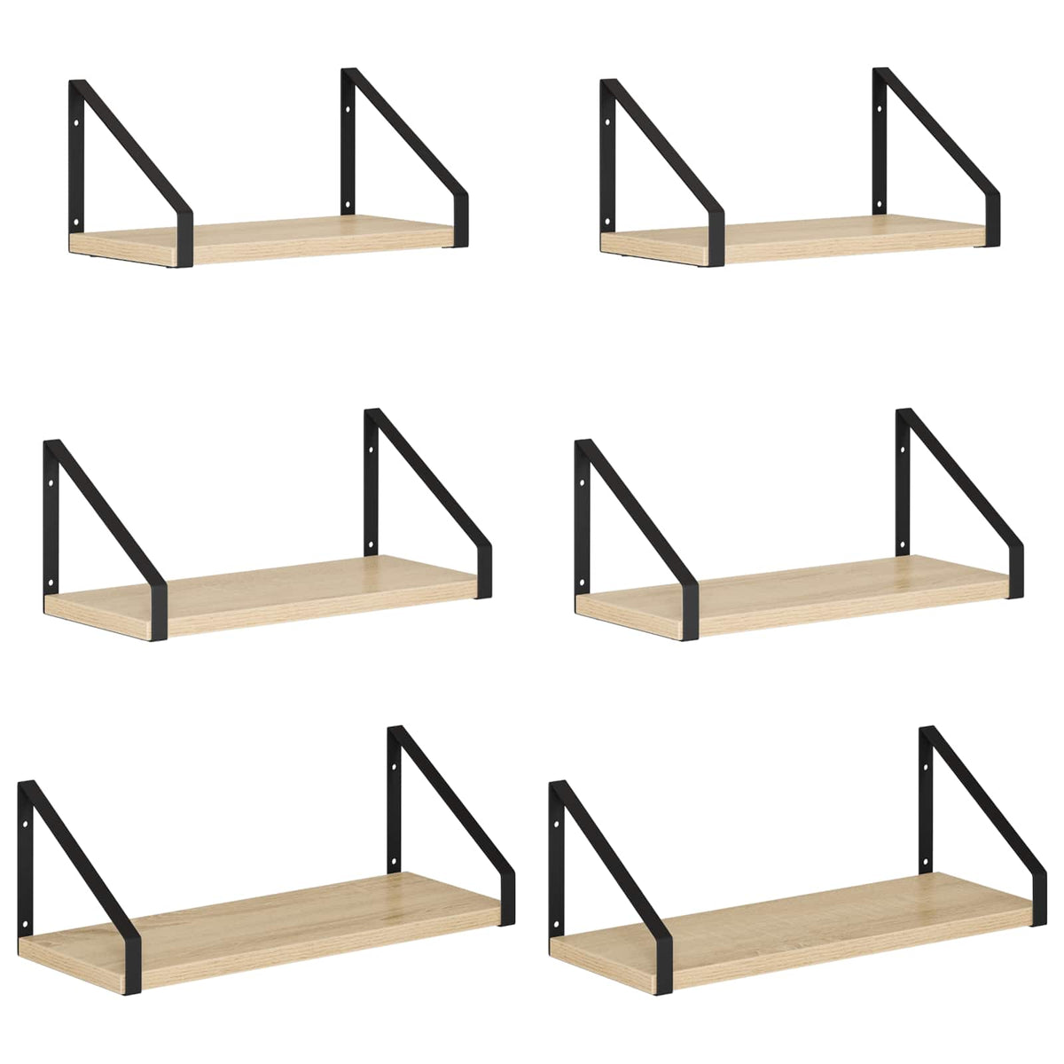 Wall Shelves 6 pcs Sonoma Oak 40 x 16 x 15.5 cm