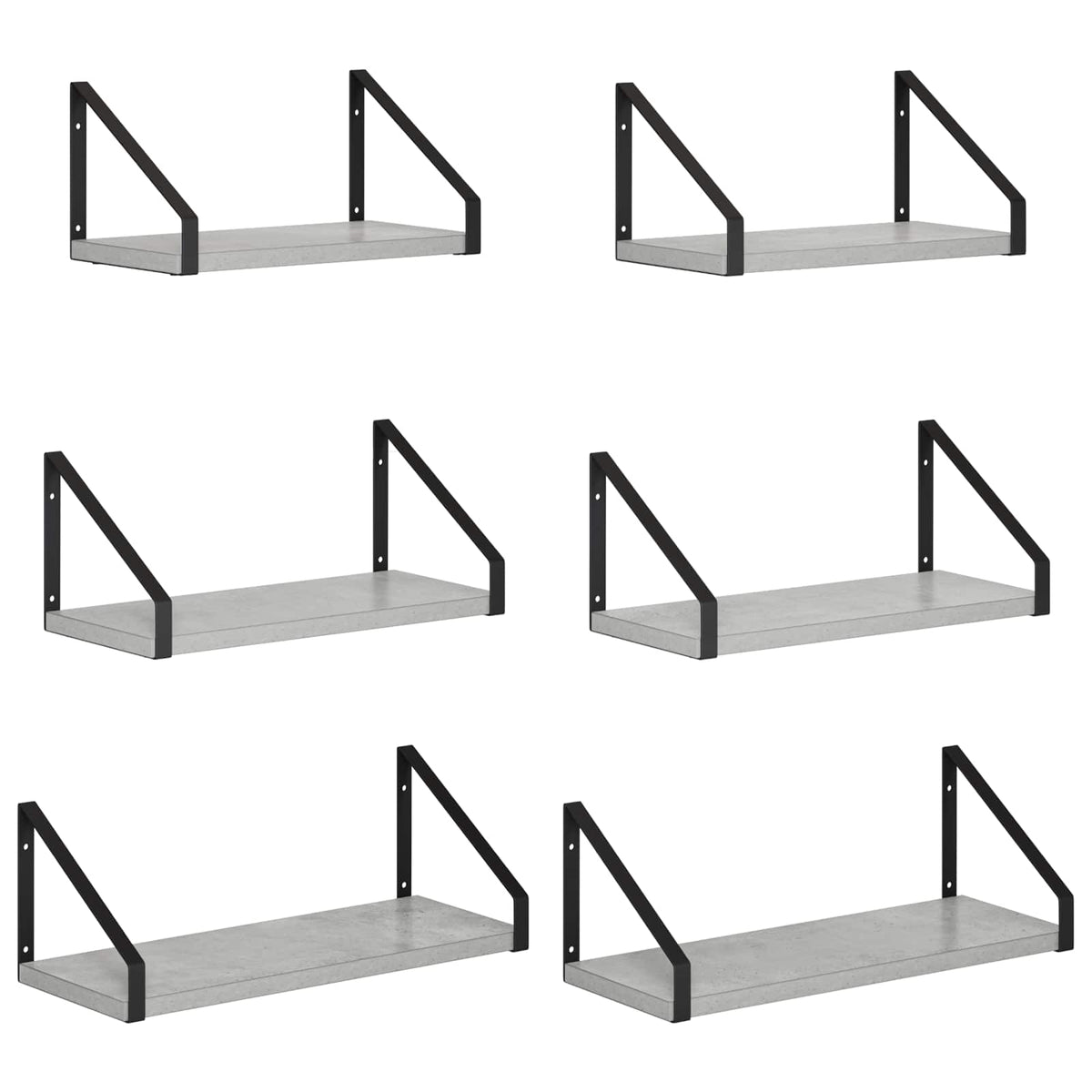 Wall Shelves 6 pcs Concrete Grey 40 x 16 x 15.5 cm