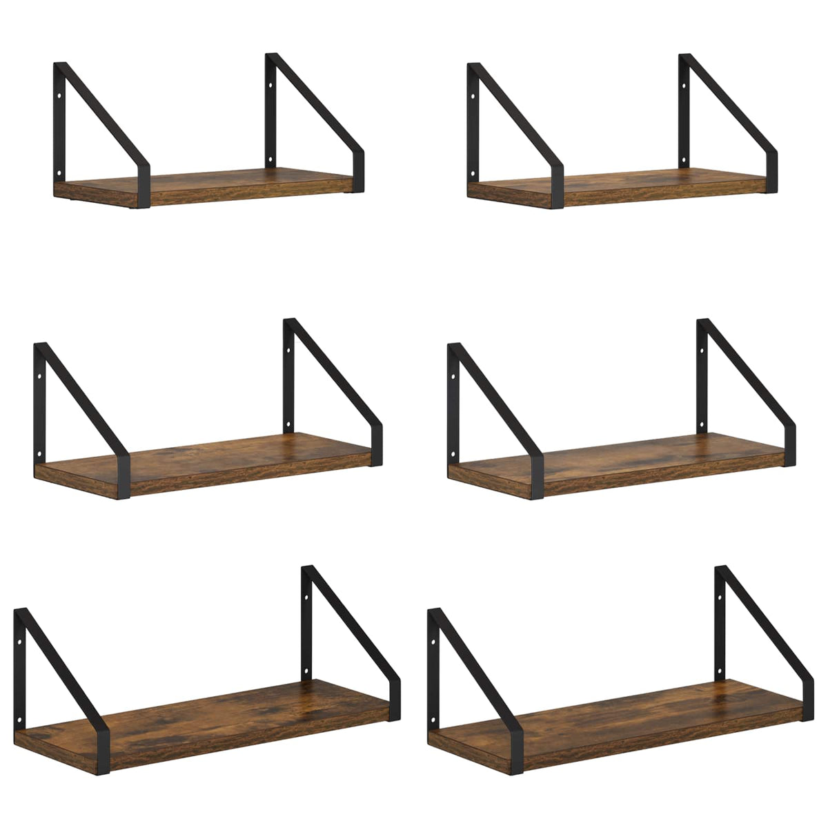 Wall Shelves 6 pcs Smoked Oak 40 x 16 x 15.5 cm