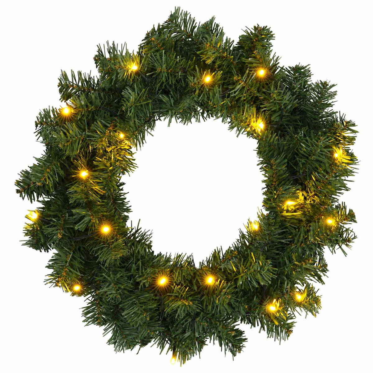 Christmas Wreath Green Dia. 30 cm PVC 25 LEDs