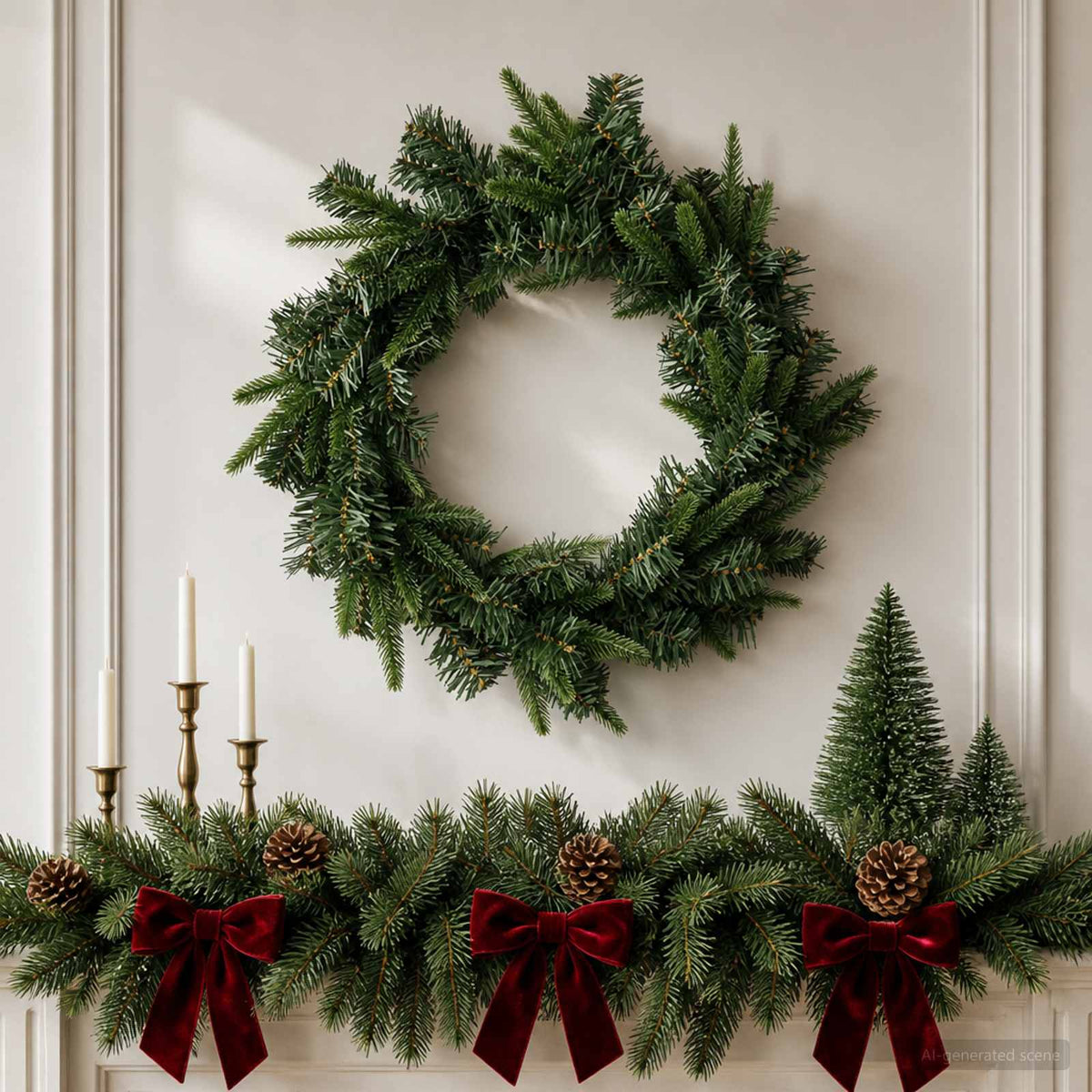 Christmas Wreath Green Dia. 50 cm PVC and PE
