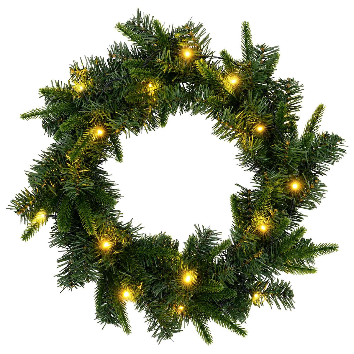 Christmas Wreath Green Dia. 30 cm PVC and PE 25 LEDs