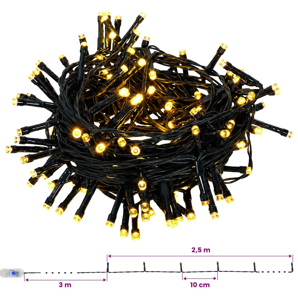 Christmas Wreath Green Dia. 30 cm PVC and PE 25 LEDs
