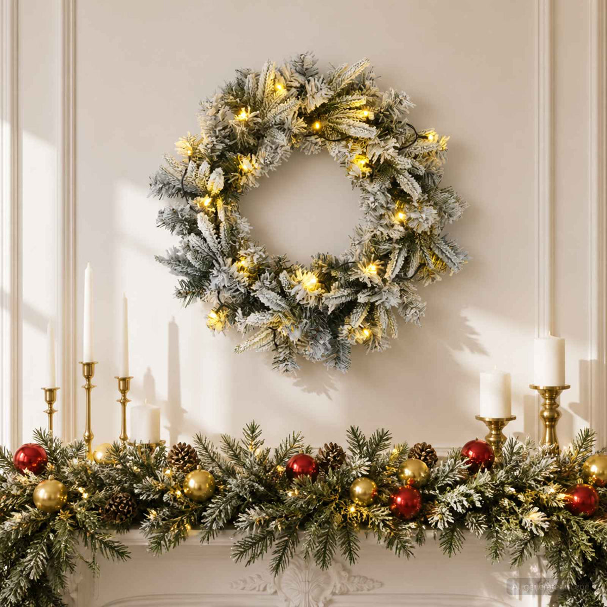 Christmas Wreath White Dia. 30 cm PVC and PE 25 LEDs