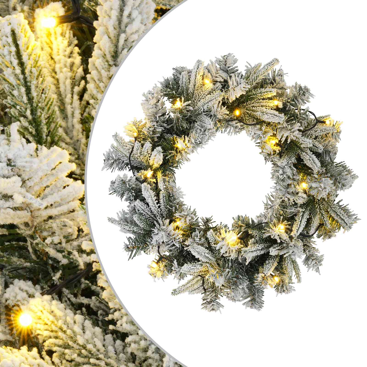 Christmas Wreath White Dia. 30 cm PVC and PE 25 LEDs