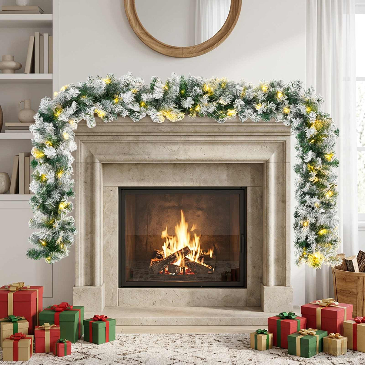 Christmas Garland Green and White 270 cm PVC 50 LEDs