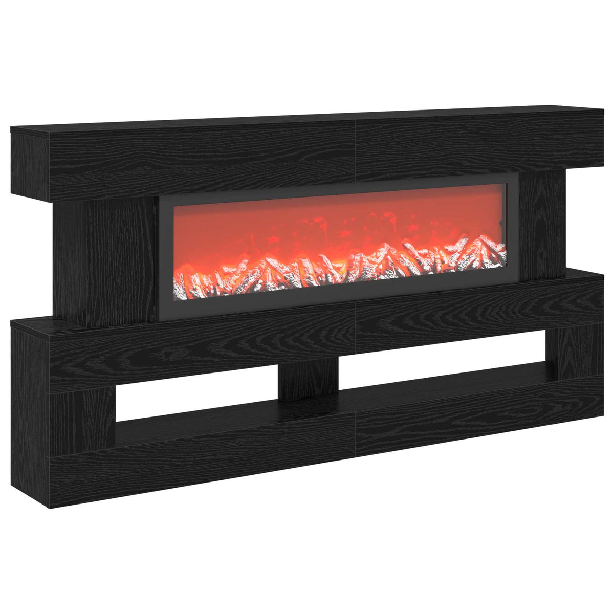 Electric Fireplace Black Oak 150 x 21 x 77 cm Engineered wood