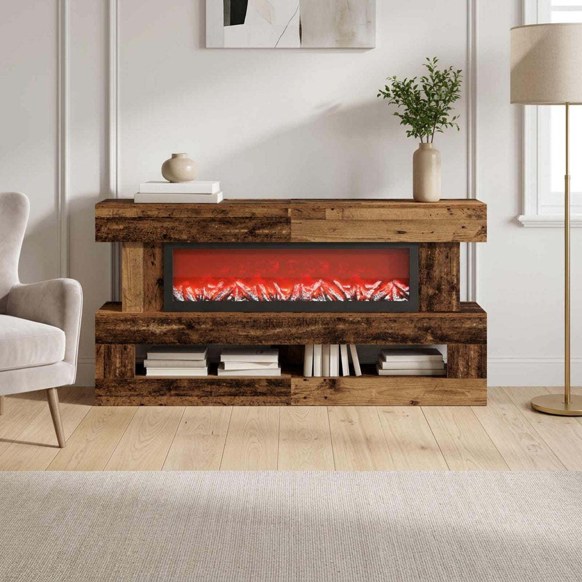 Electric Fireplace Old Wood 150 x 21 x 77 cm Engineered wood