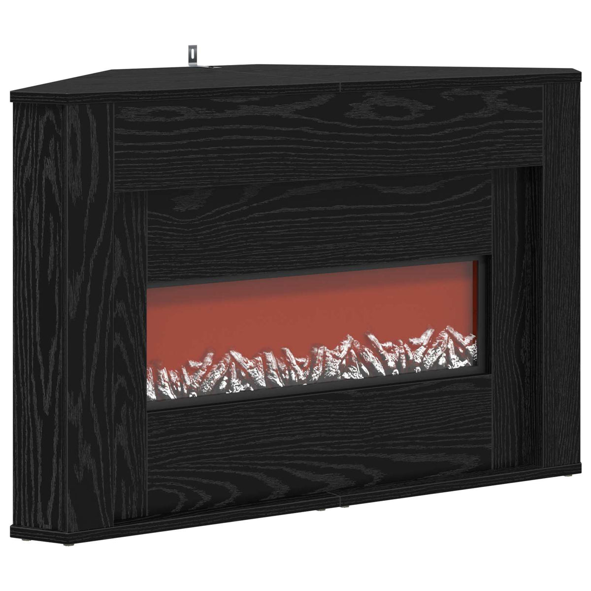 Fireplace with LED Strip Black Oak 95 x 42.5 x 60 cm