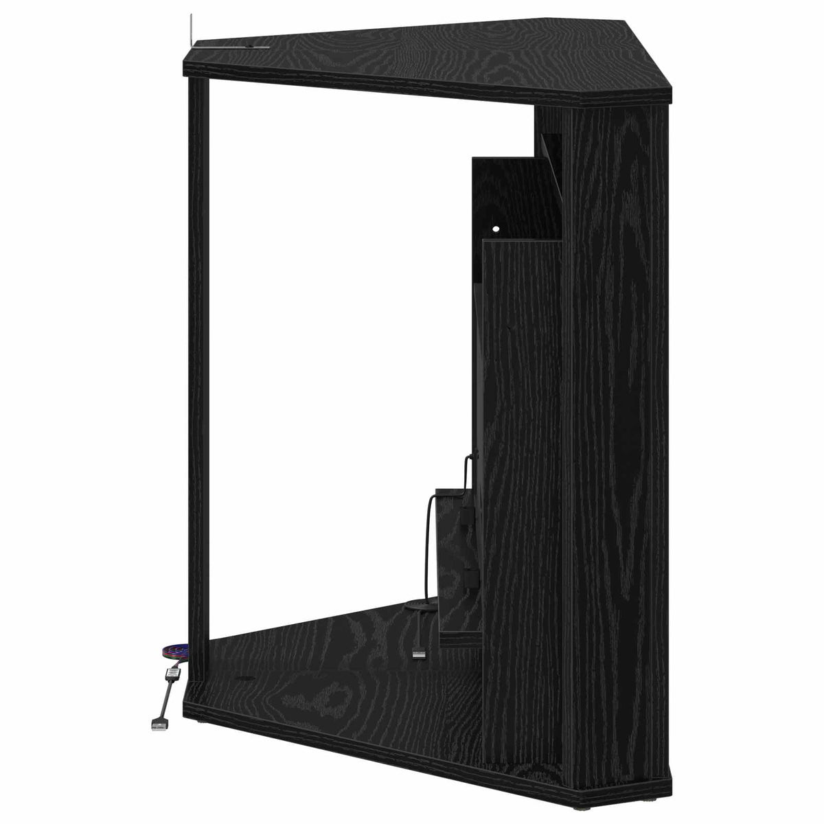 Fireplace with LED Strip Black Oak 95 x 42.5 x 60 cm