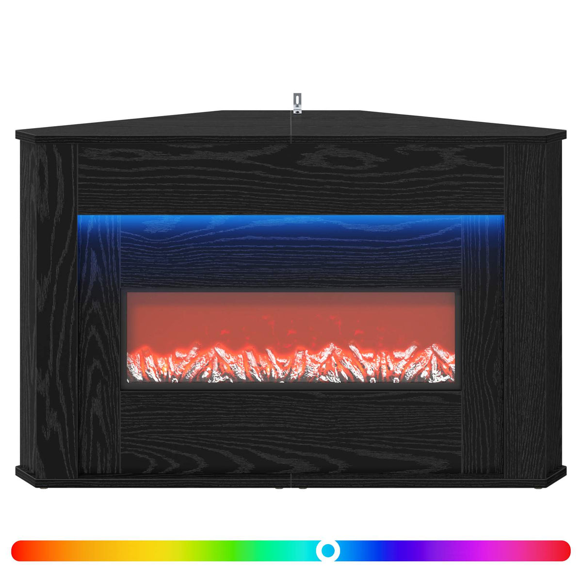 Fireplace with LED Strip Black Oak 95 x 42.5 x 60 cm