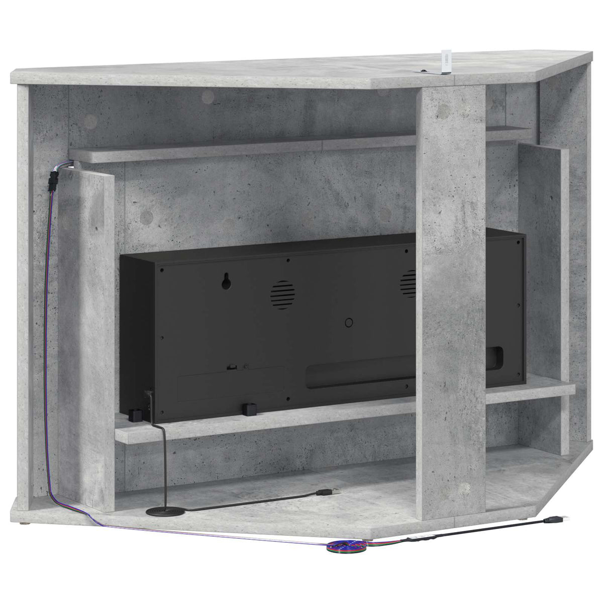 Fireplace with LED Strip Concrete 95 x 42.5 x 60 cm