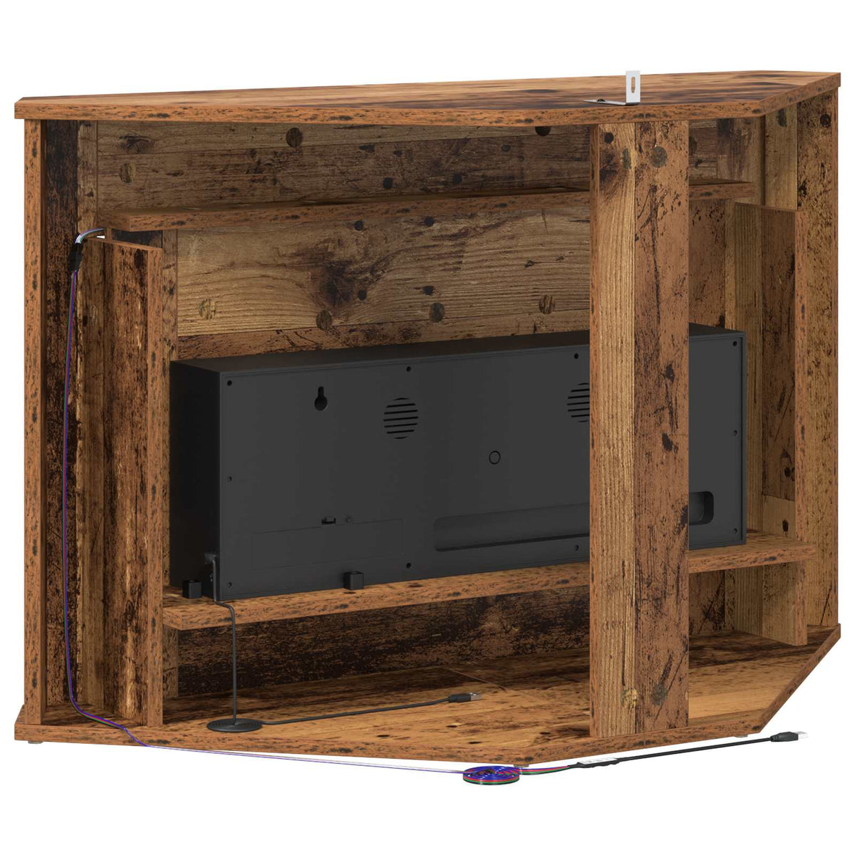 Fireplace with LED Strip Old Wood 95 x 42.5 x 60 cm