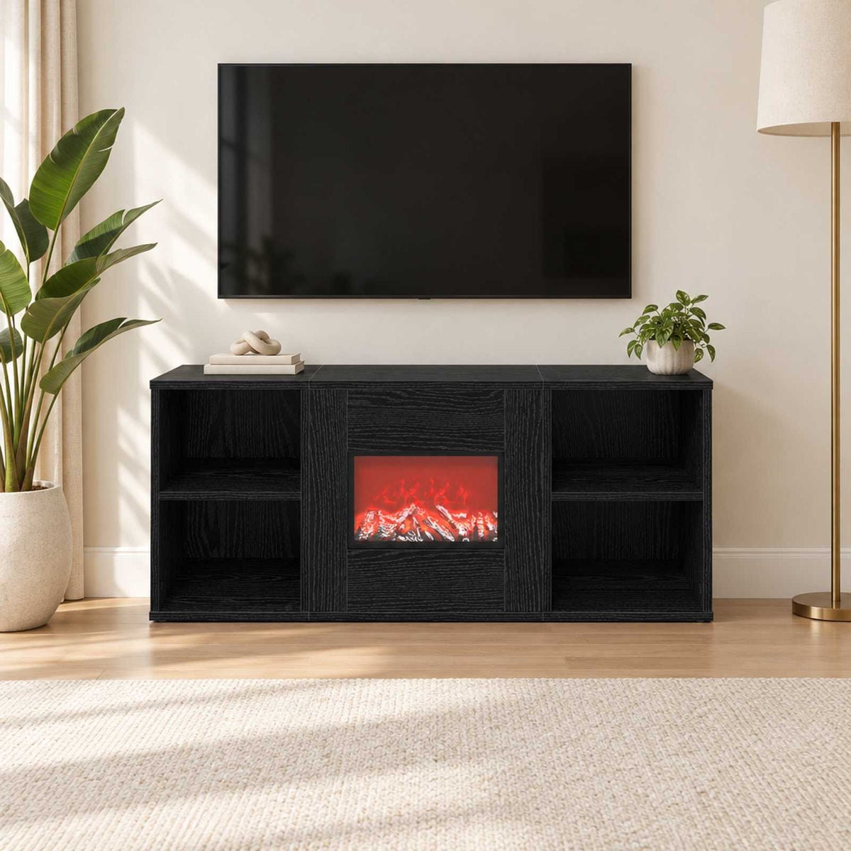 Electric Fireplace Black Oak 100 x 37 x 45.5 cm Engineered wood