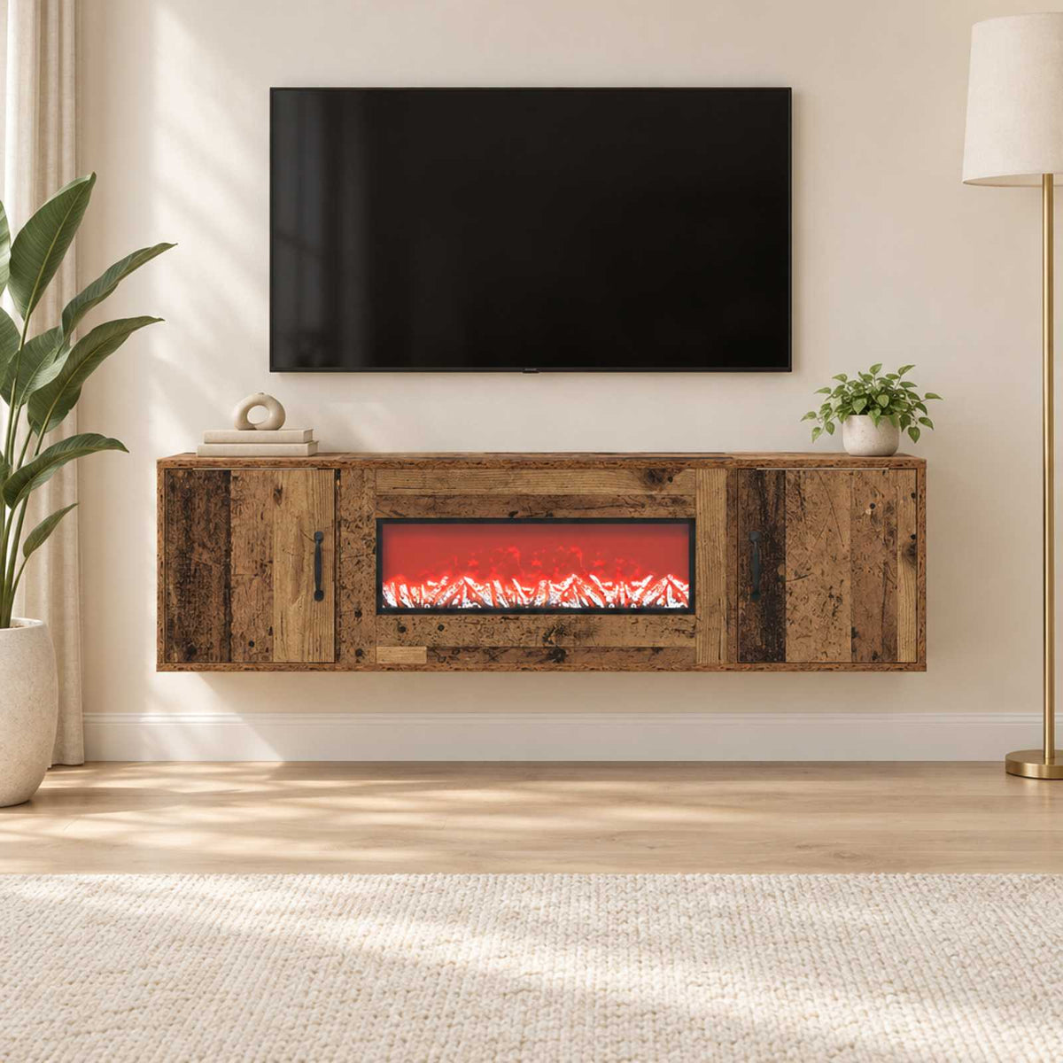 Electric Fireplace Old Wood 140.5 x 30 x 39 cm Engineered wood