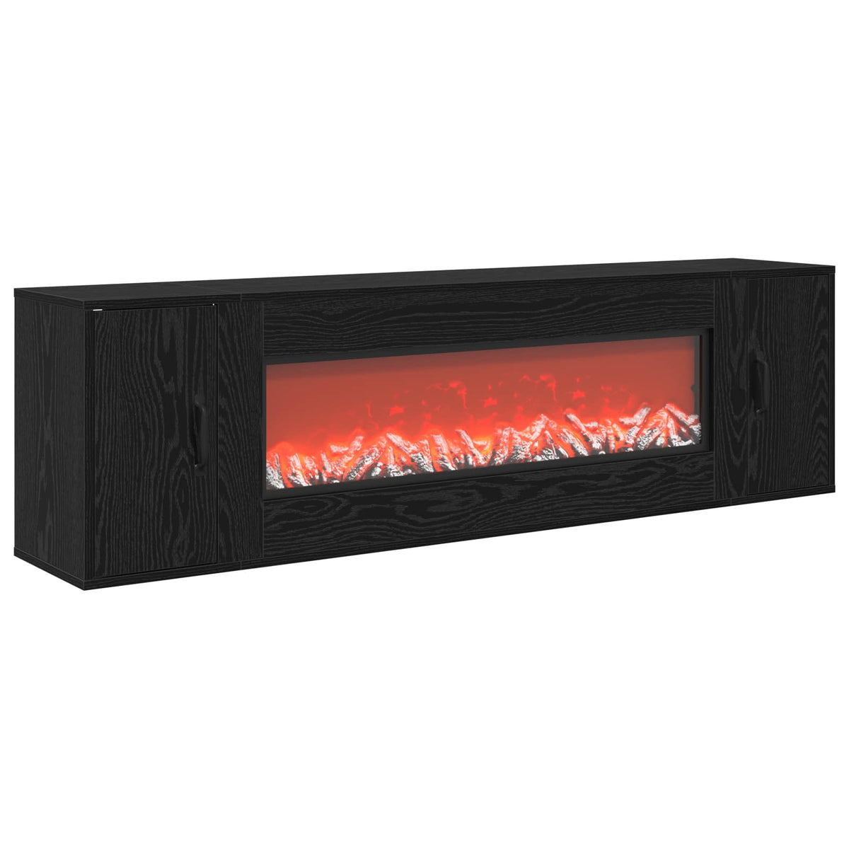 Electric Fireplace Black Oak 155 x 30 x 44 cm Engineered wood