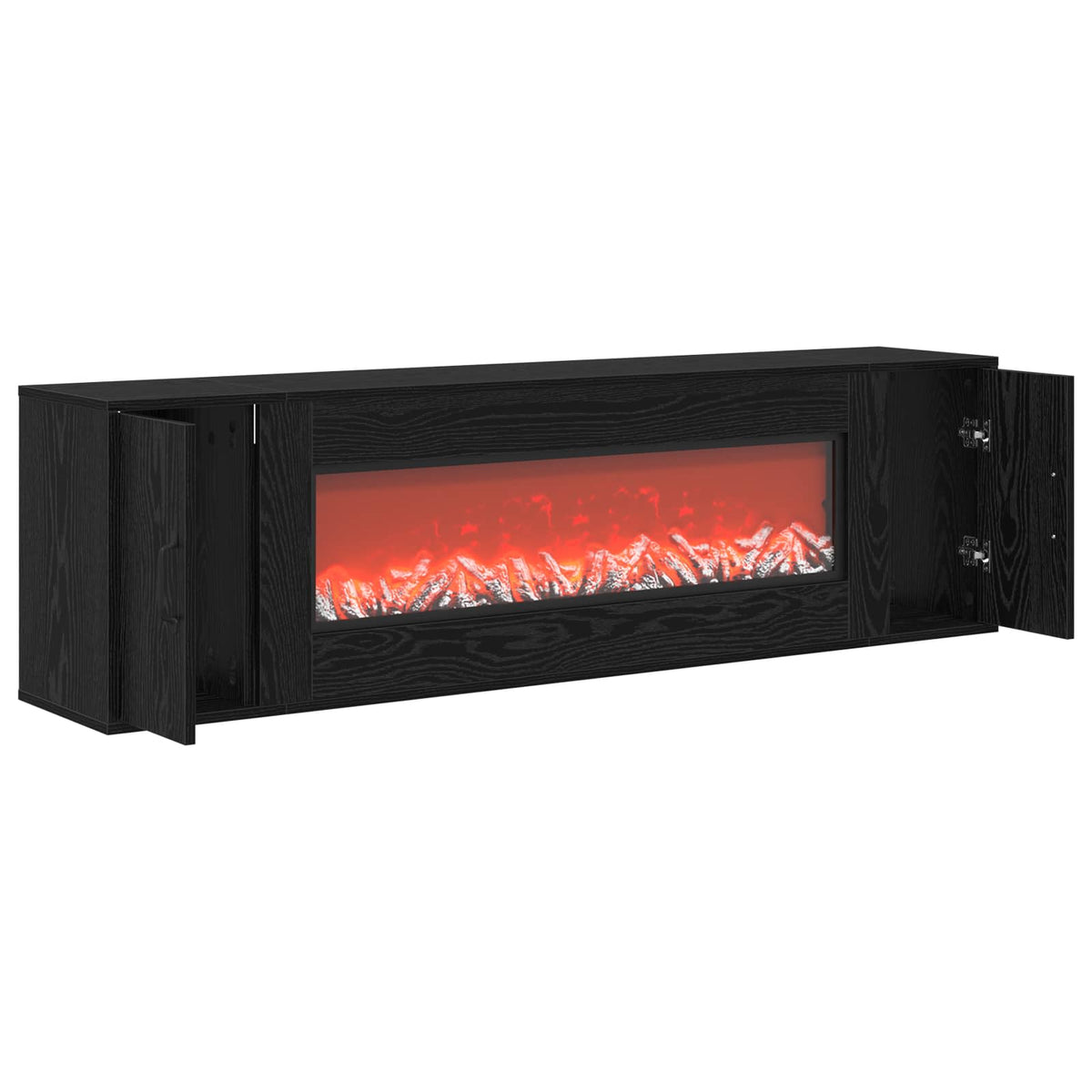 Electric Fireplace Black Oak 155 x 30 x 44 cm Engineered wood