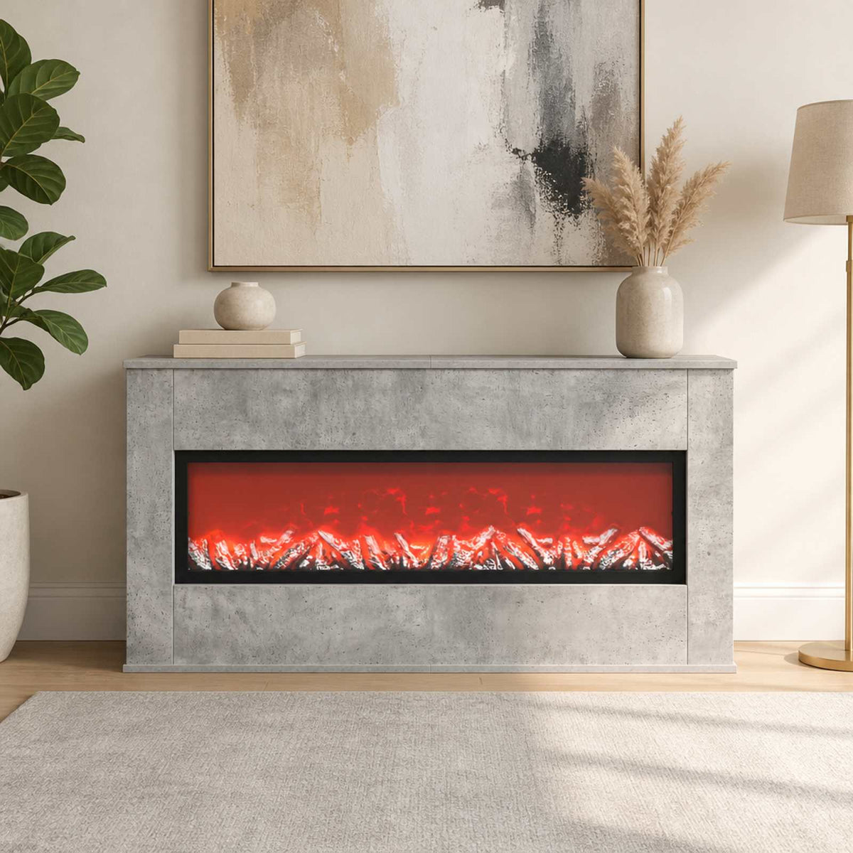 Electric Fireplace Concrete 114 x 18 x 58.5 cm Engineered wood