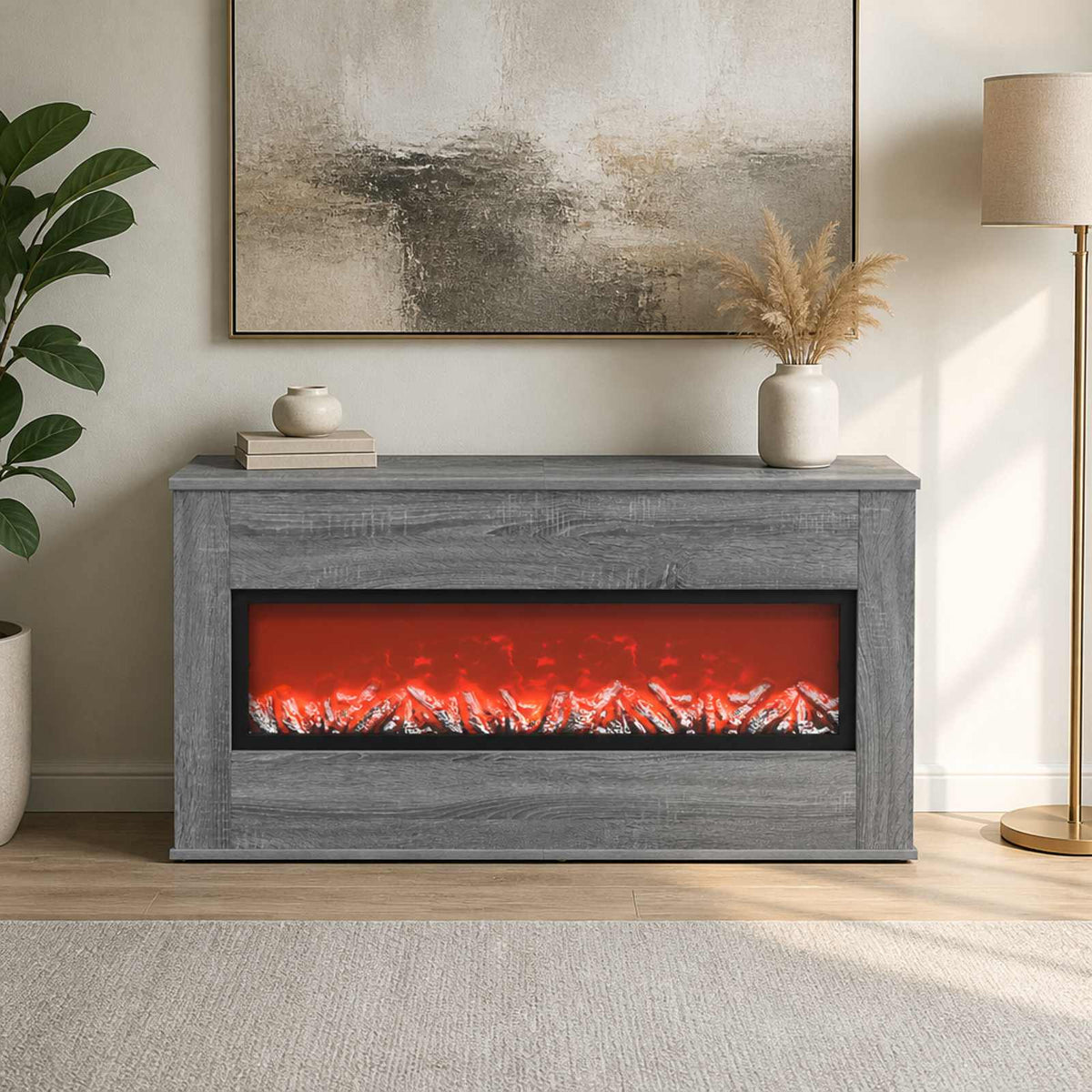 Electric Fireplace Grey Sonoma 114 x 18 x 58.5 cm