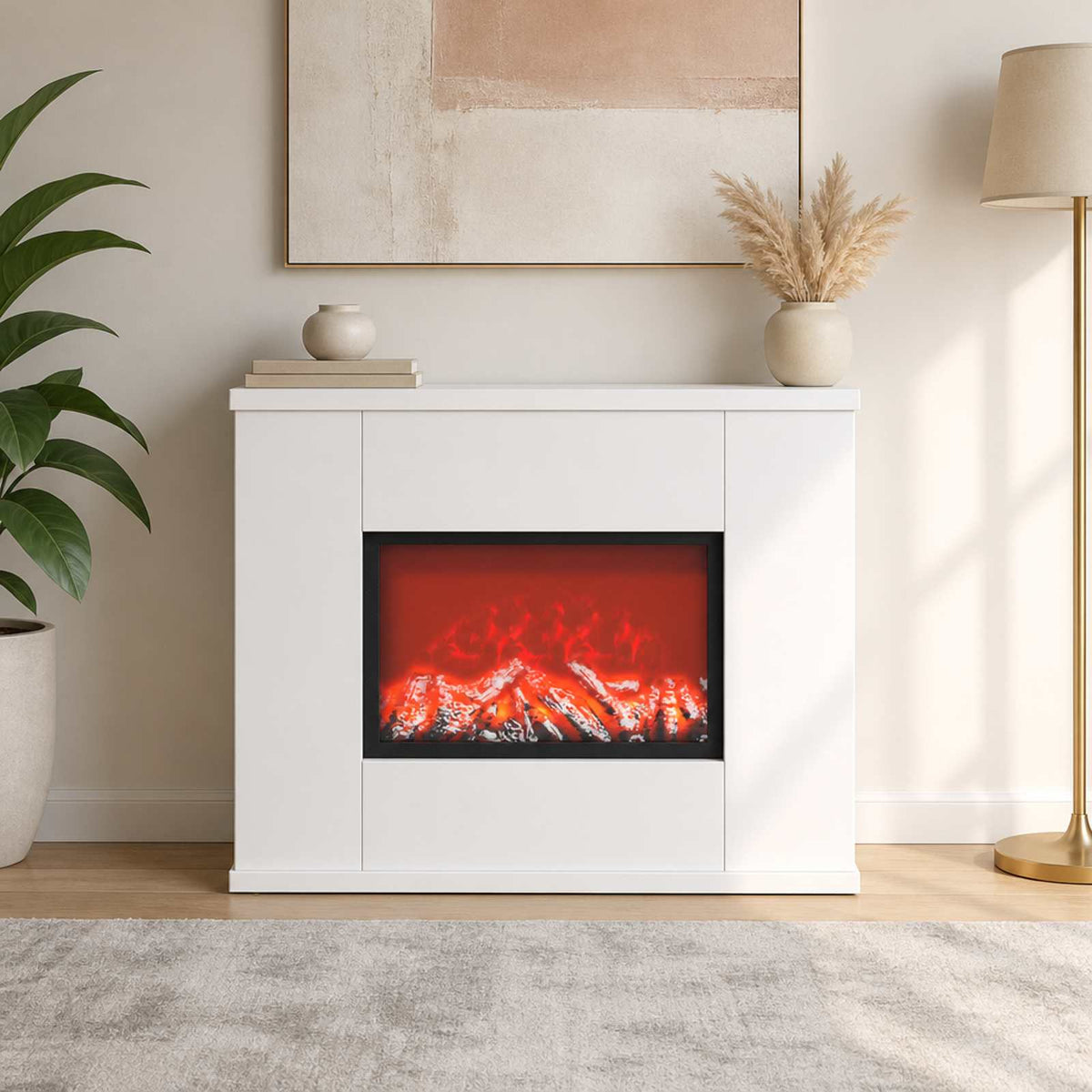 Electric Fireplace White 47 x 18 x 48 cm Engineered wood