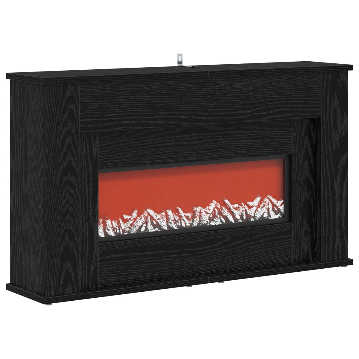 Fireplace with LED Strip Black Oak 92 x 20 x 54 cm