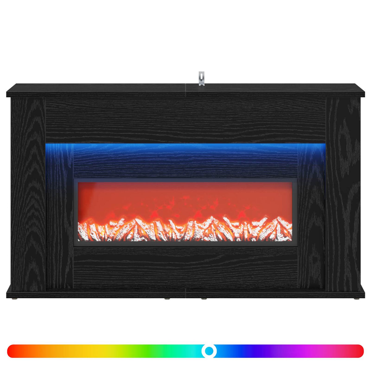 Fireplace with LED Strip Black Oak 92 x 20 x 54 cm