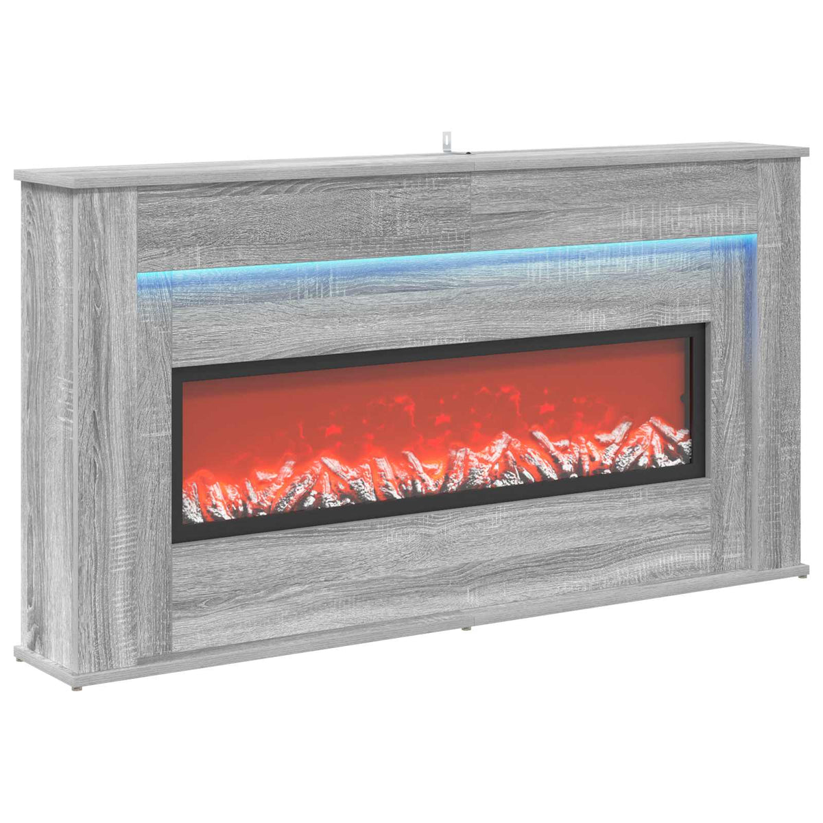 Fireplace with LED Strip Grey Sonoma 130 x 20 x 69.5 cm