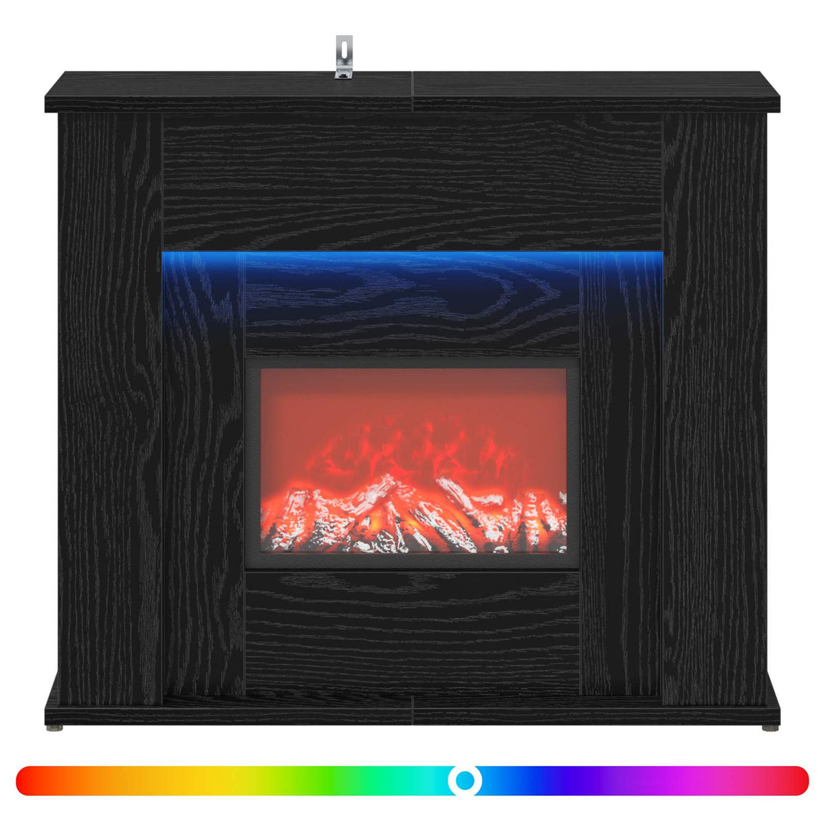 Fireplace with LED Strip Black Oak 63 x 20 x 54.5 cm