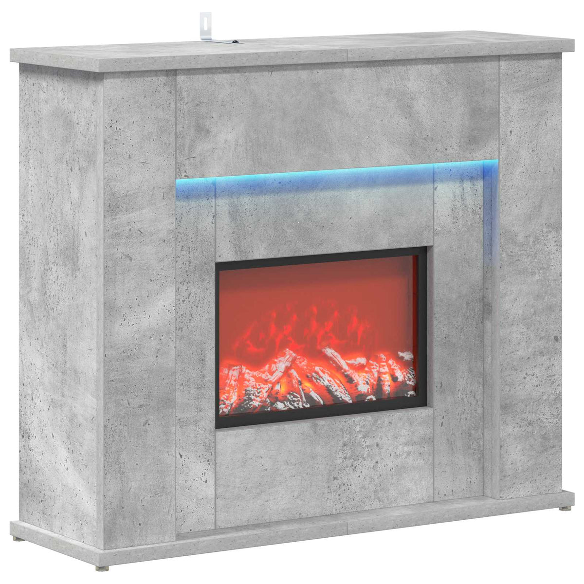 Fireplace with LED Strip Concrete 63 x 20 x 54.5 cm