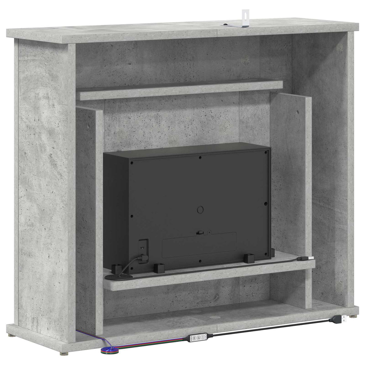 Fireplace with LED Strip Concrete 63 x 20 x 54.5 cm