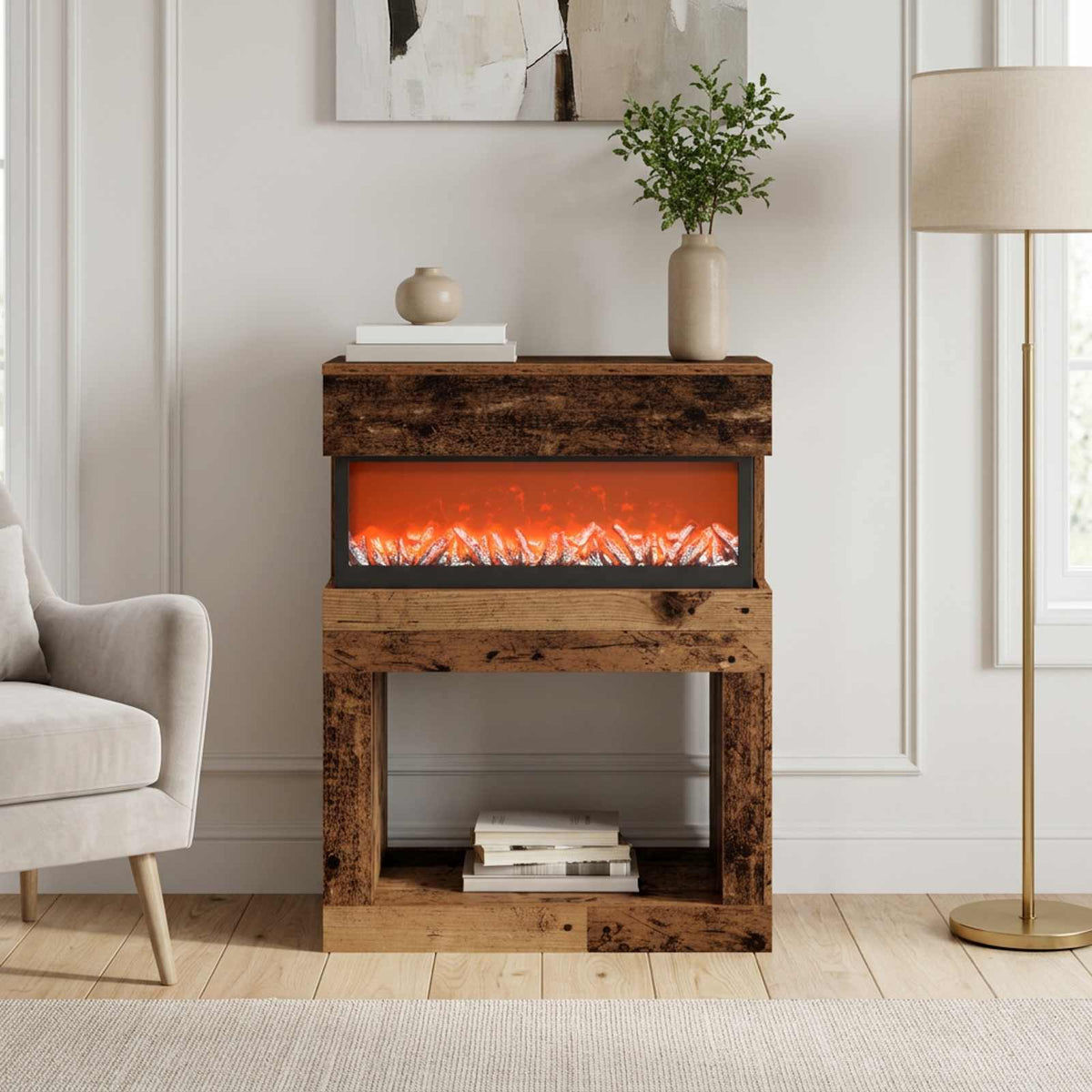 Electric Fireplace Old Wood 64 x 30 x 87 cm Engineered wood