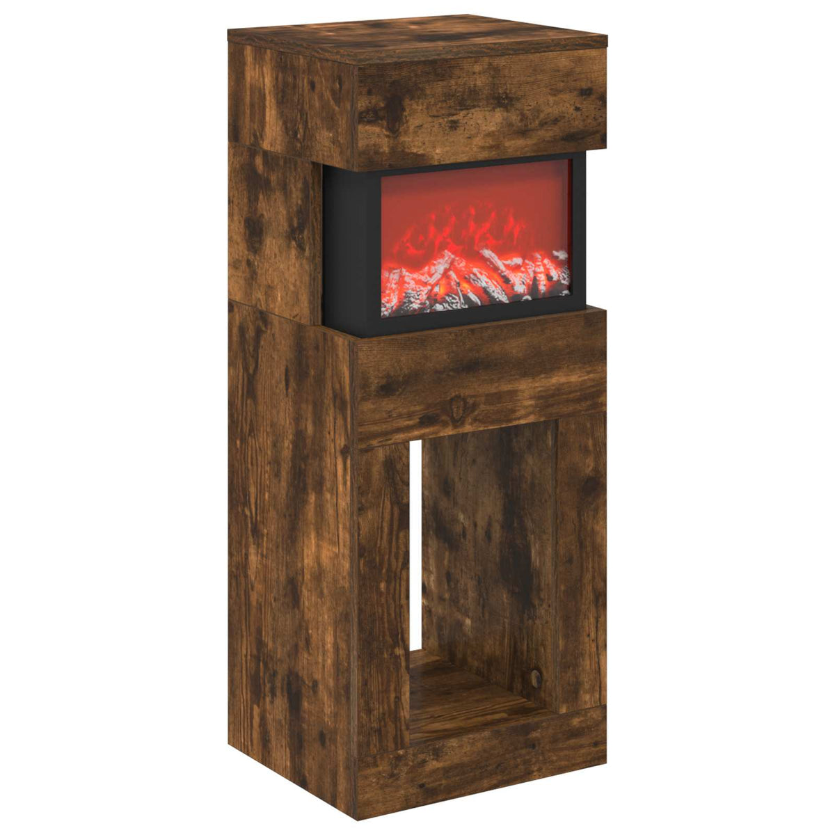 Electric Fireplace Smoked Oak 35 x 30 x 86 cm Engineered wood