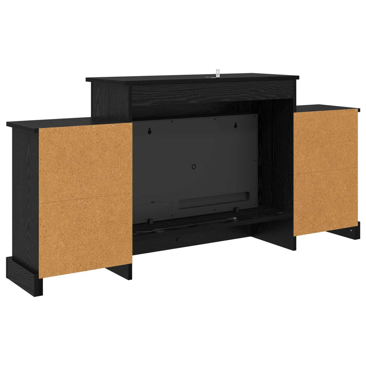 Electric Fireplace Black Oak 140 x 30 x 67 cm Engineered wood