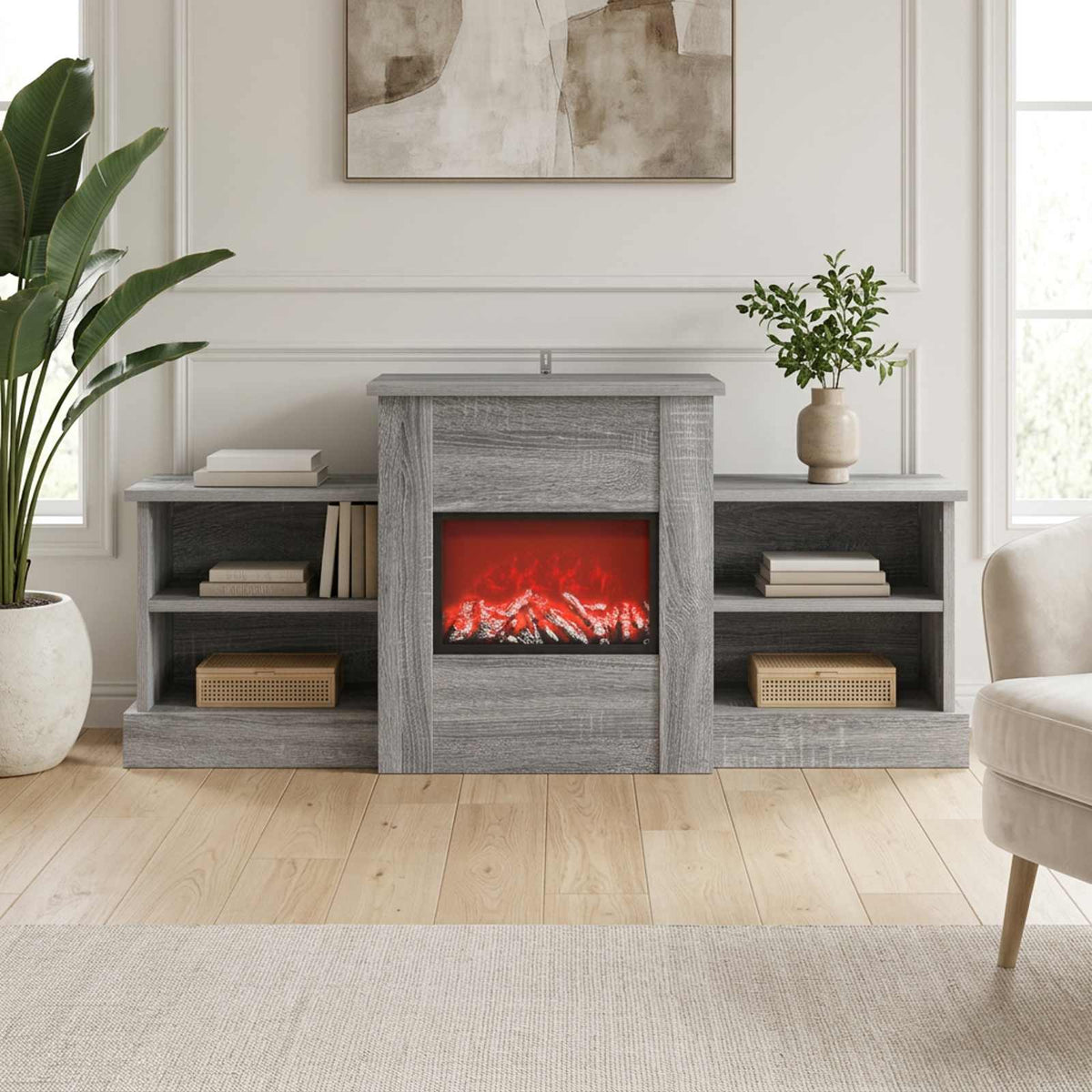 Electric Fireplace Grey Sonoma 110 x 30 x 50 cm Engineered wood