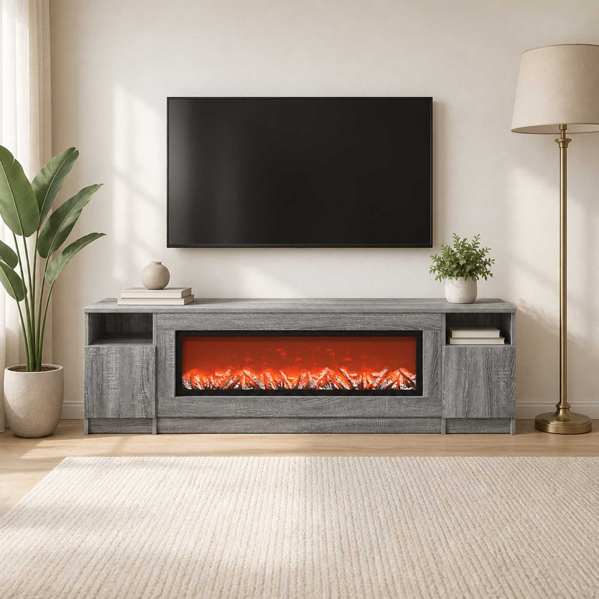 Electric Fireplace Grey Sonoma 165 x 28.5 x 47 cm