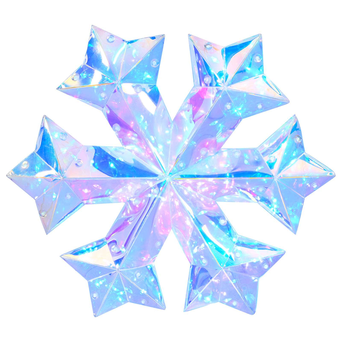 Prismatic Iridescent LED Snowflake Multicolour Dia. 26 x 25 cm