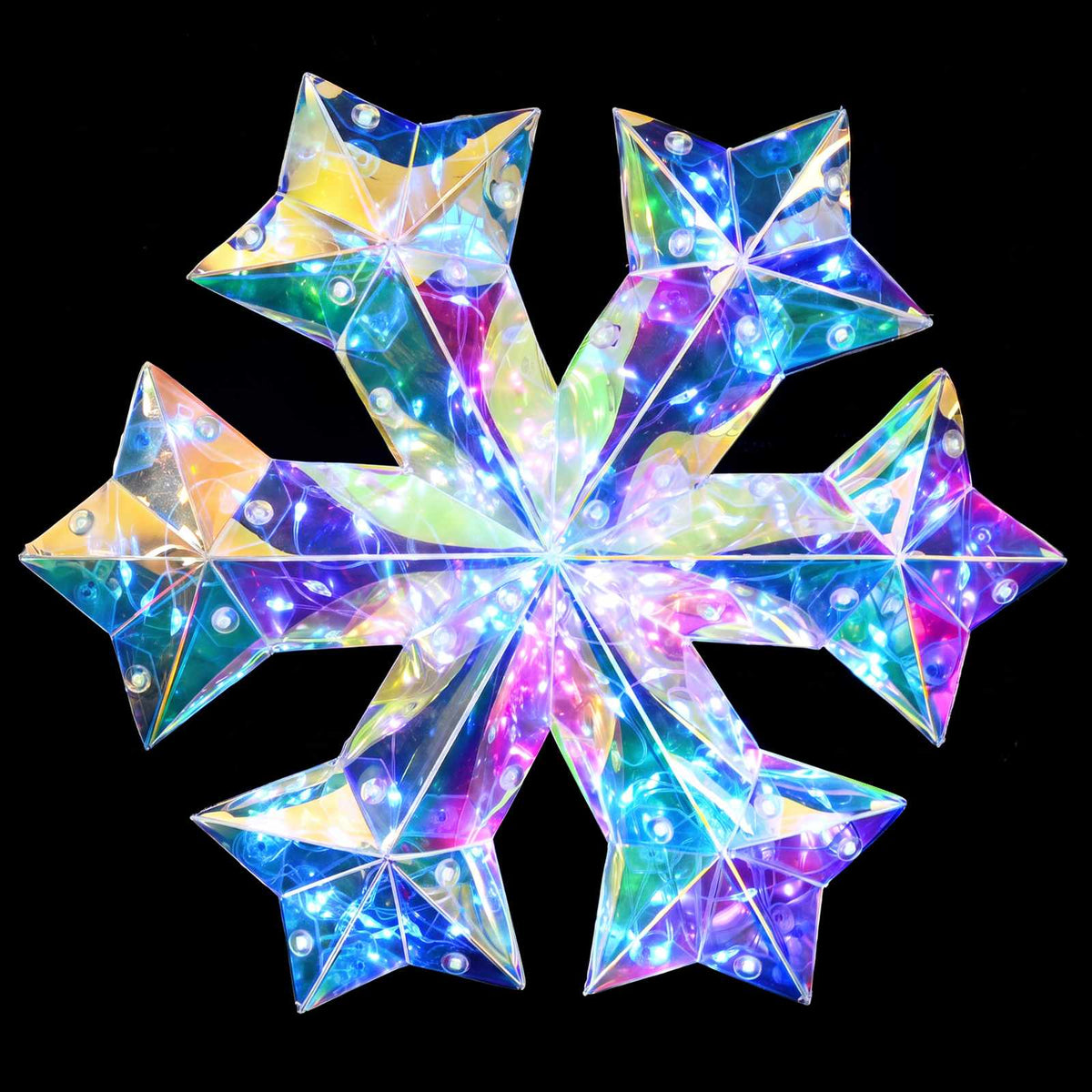 Prismatic Iridescent LED Snowflake Multicolour Dia. 26 x 25 cm