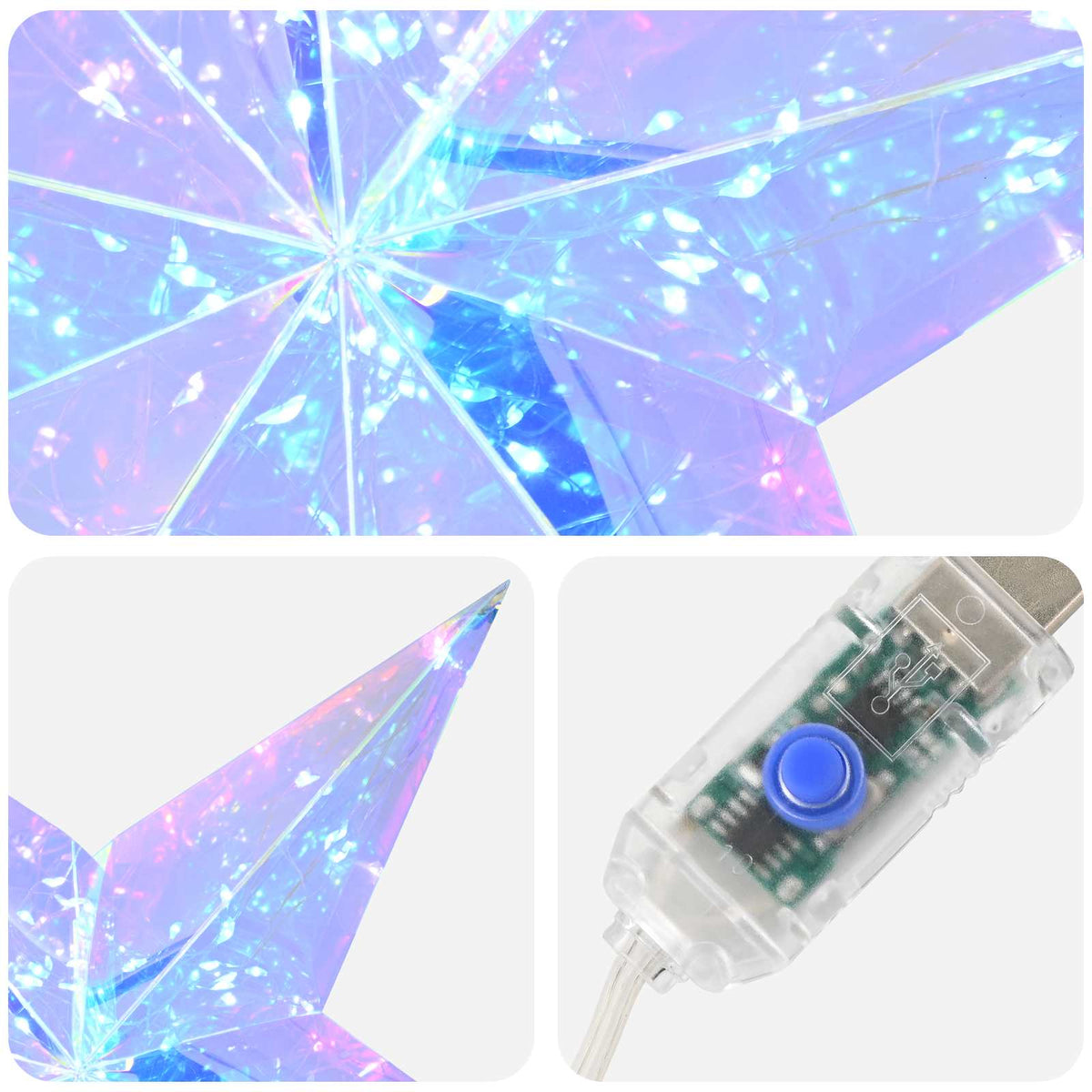 Prismatic Iridescent LED Star Multicolour Dia. 32 x 30 cm