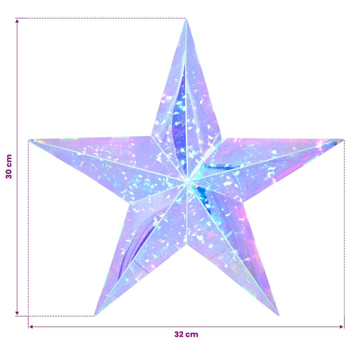 Prismatic Iridescent LED Star Multicolour Dia. 32 x 30 cm
