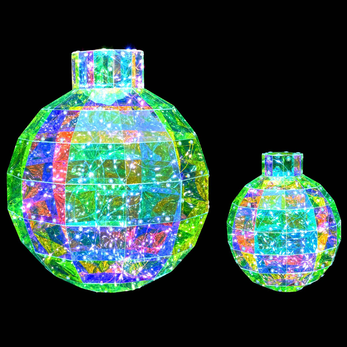 Prismatic Iridescent LED Christmas Ball 2 pcs Multicolour