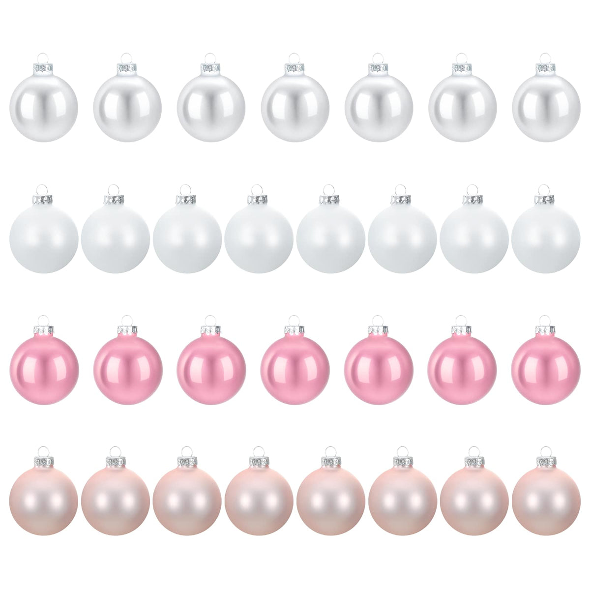 Christmas Ball Set 30 pcs Rose and White 6 cm Polystyrene