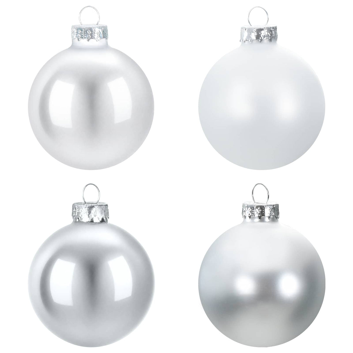 Christmas Ball Set 30 pcs Silver and White 6 cm Polystyrene