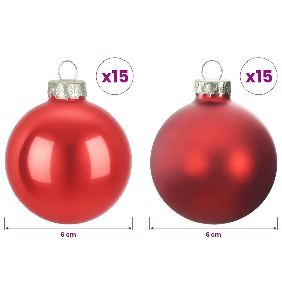 Christmas Ball Set 30 pcs Red 6 cm Polystyrene