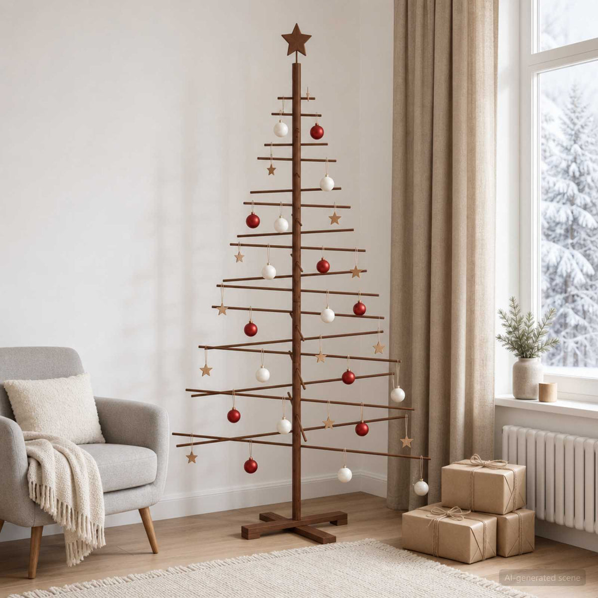 Wooden Christmas Tree 180 cm Bamboo and Solid Pine Wood
