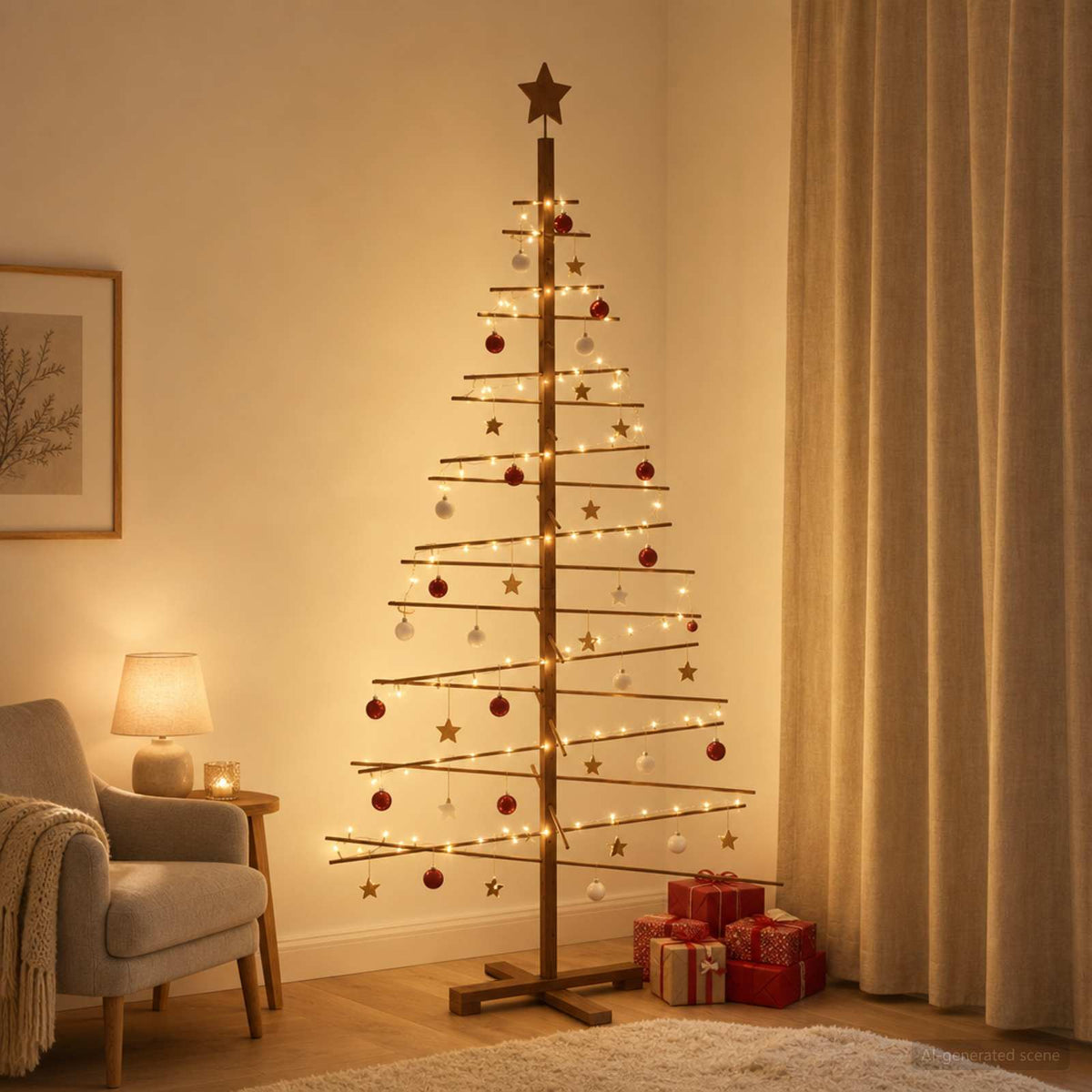 Wooden Christmas Tree 180 cm Bamboo and Solid Pine Wood