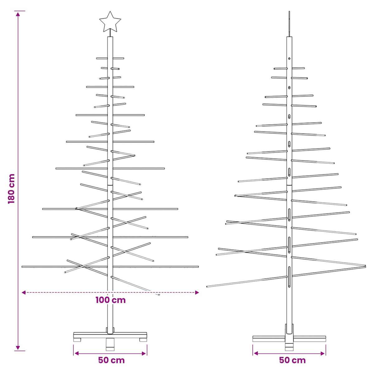 Wooden Christmas Tree 180 cm Bamboo and Solid Pine Wood