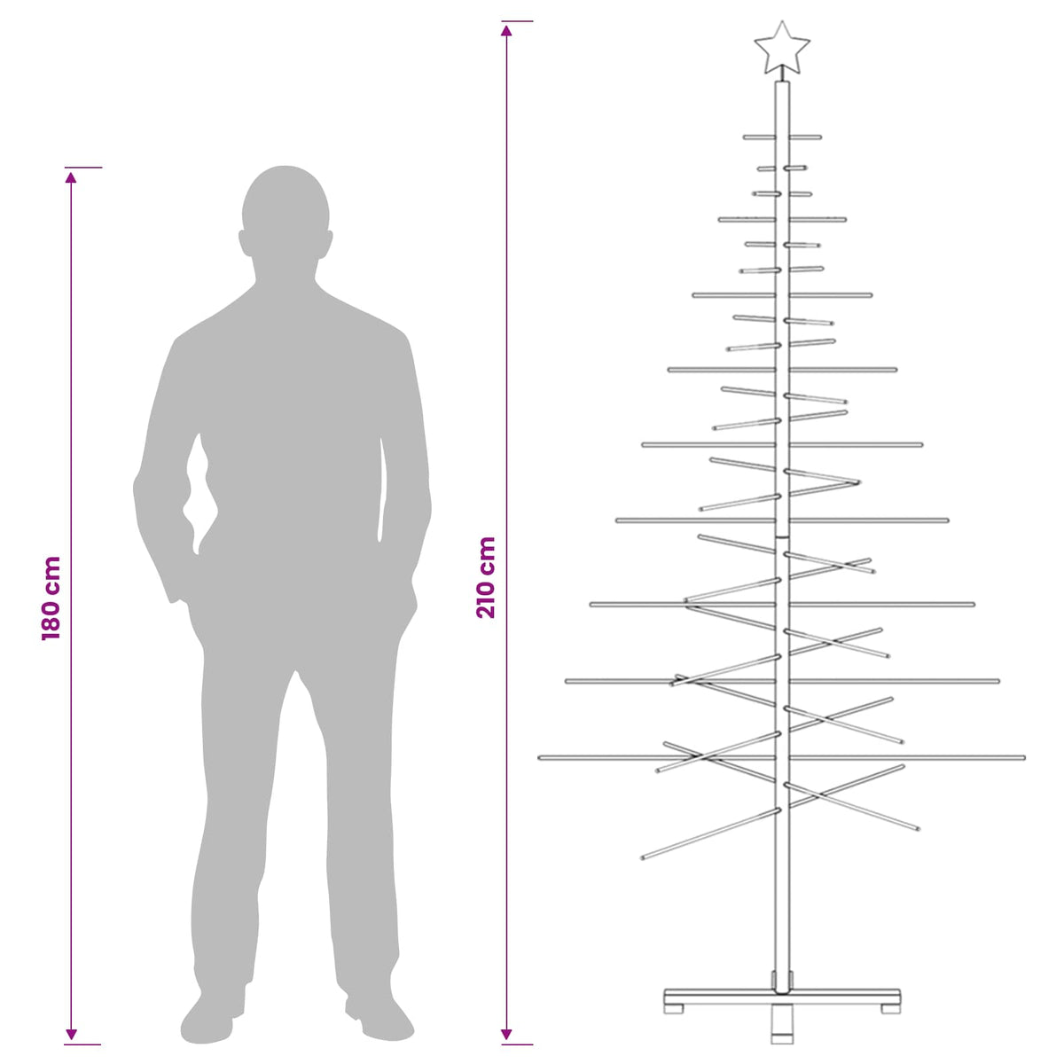 Wooden Christmas Tree 210 cm Bamboo and Solid Pine Wood