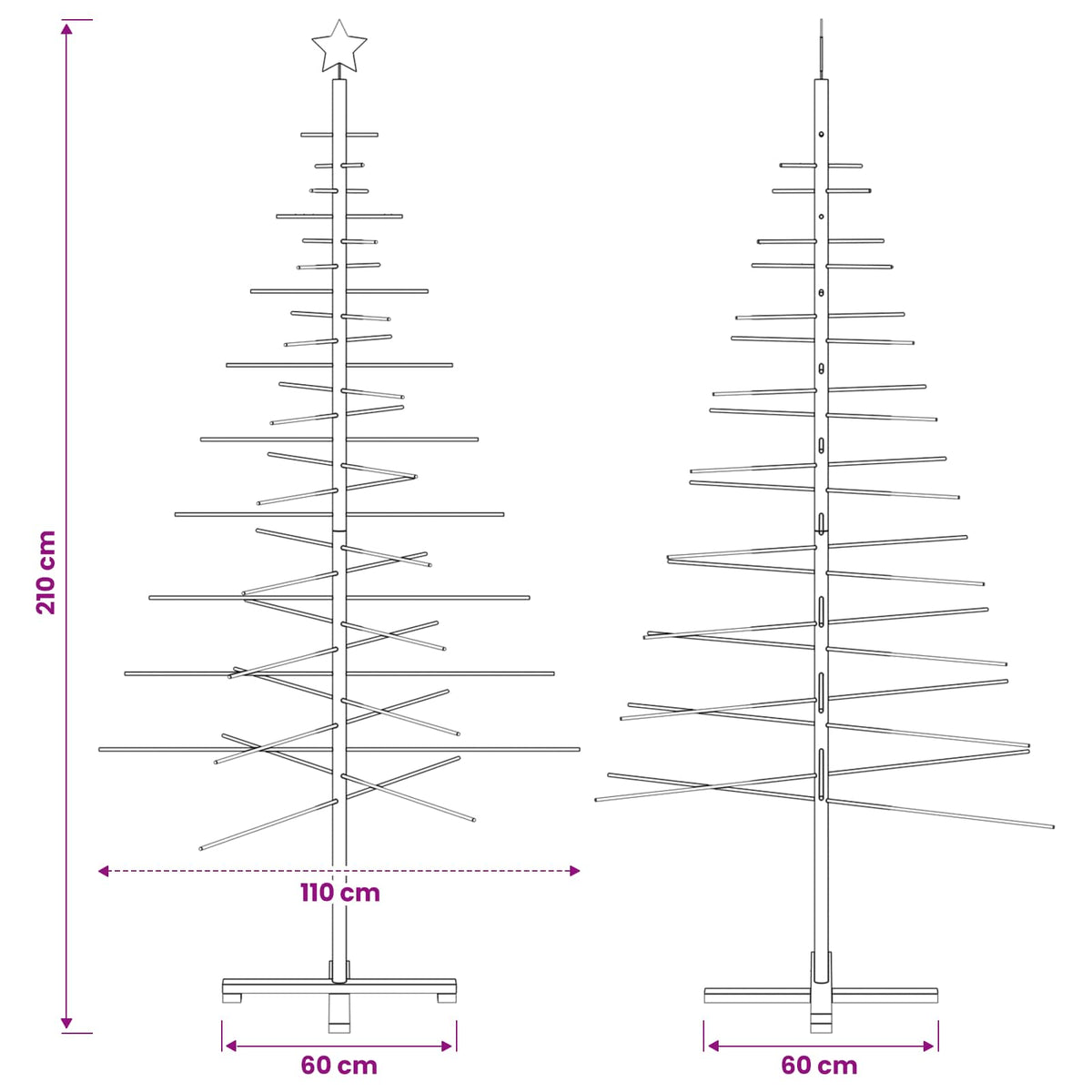 Wooden Christmas Tree 210 cm Bamboo and Solid Pine Wood
