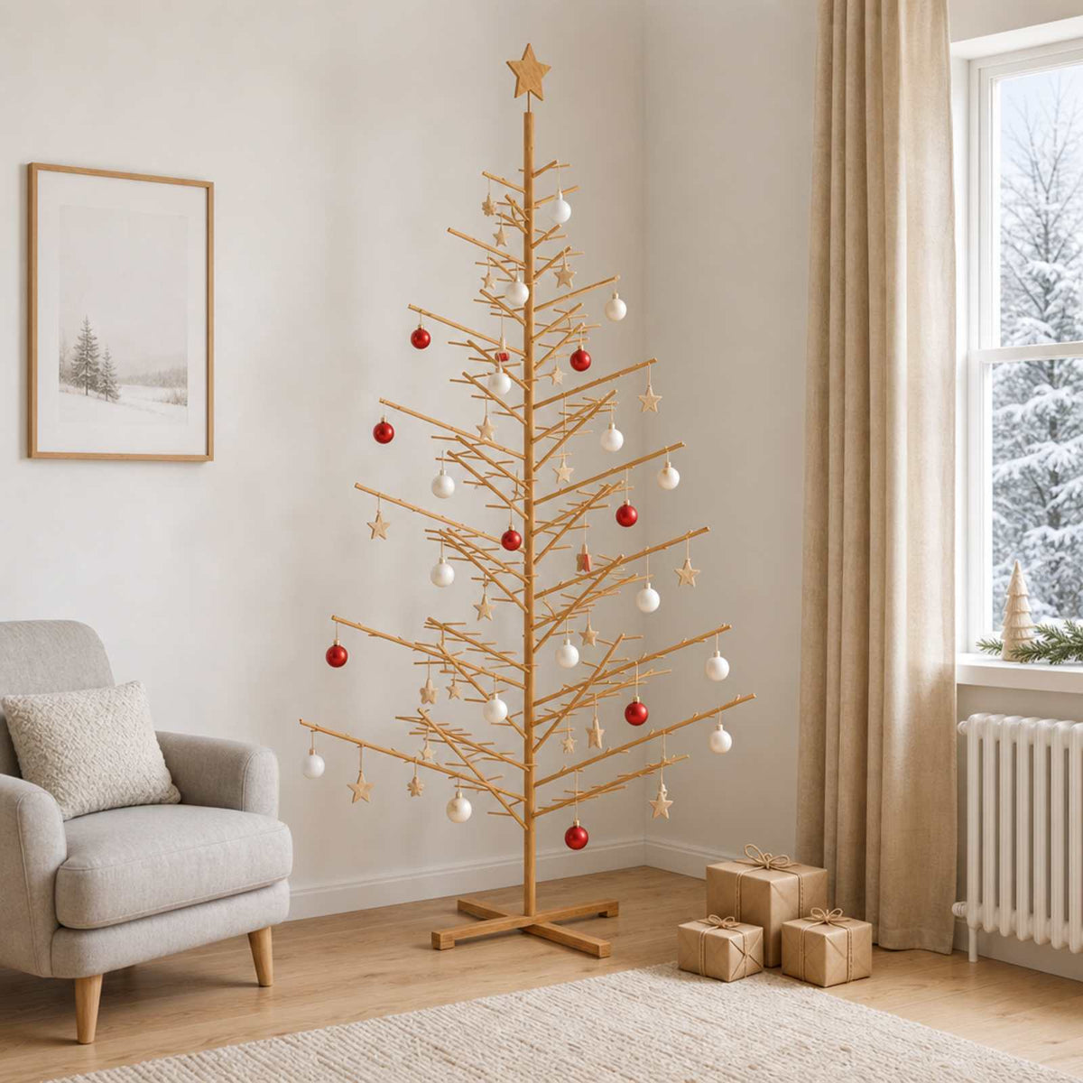 Wooden Christmas Tree 240 cm Bamboo and Solid Pine Wood Brown