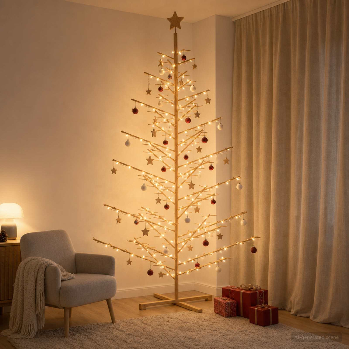 Wooden Christmas Tree 240 cm Bamboo and Solid Pine Wood Brown